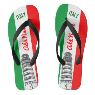 Customized Leaning Tower of Pisa and Italian Flag Flip Flops