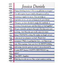 CUSTOMIZED LETTER MESSAGE lined paper italics text