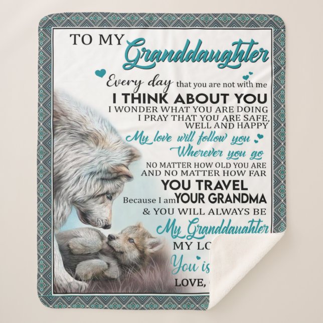 Customized Letter To My Granddaughter From Grandma Sherpa Blanket (Front)