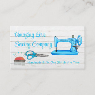Customized Light Blue Sewing Machine 3 Business Card
