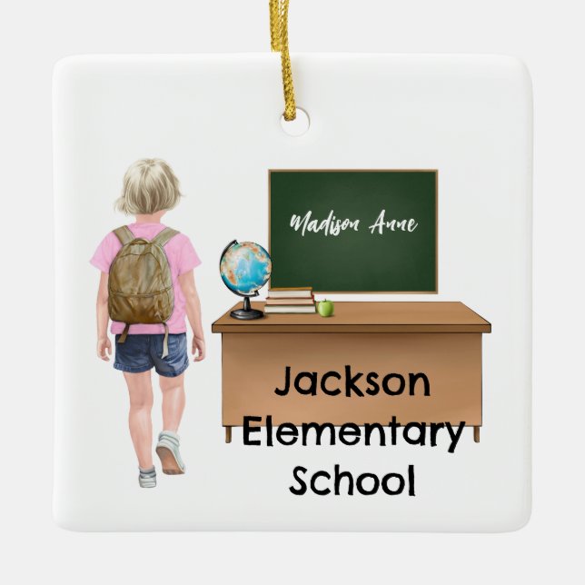 Customized Little Kids Elementary School Ornament (Front)