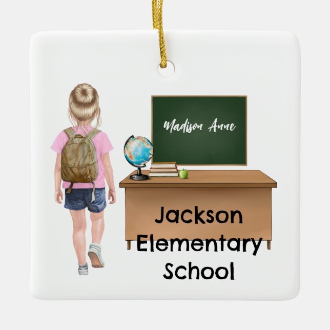 Customized Little Kids Grade School Ornament (Front)