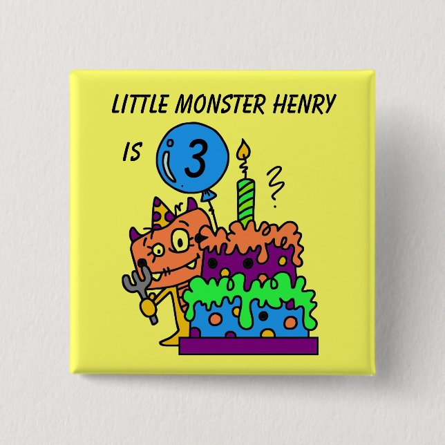 Customized Little Monster Birthday Button (Front)