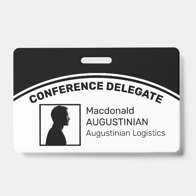 Customized Logo Photo ID Delegate BLACK Badge (Front)