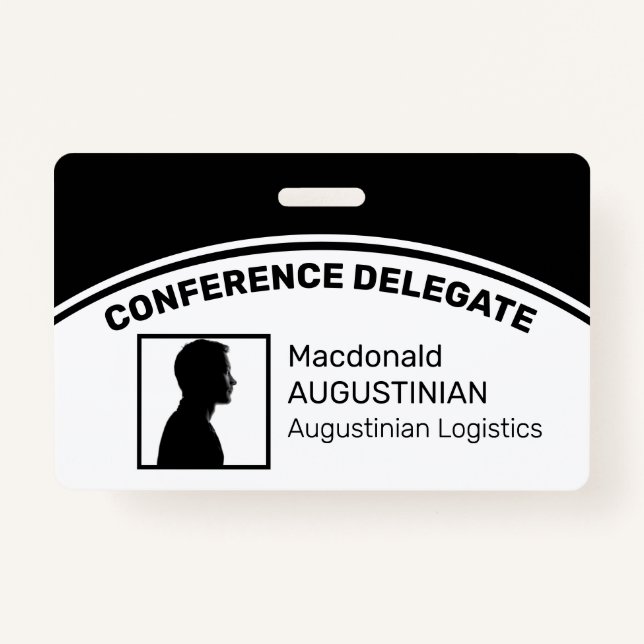 Customized Logo Photo ID Delegate BLACK Badge (Front)