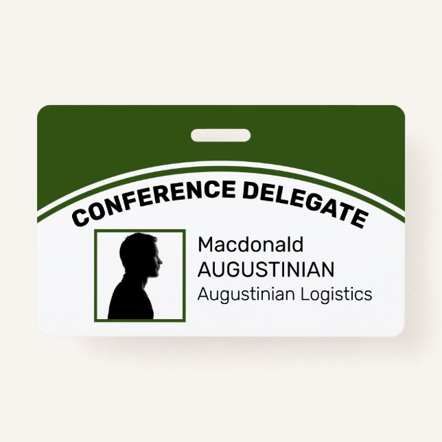 Customized Logo Photo ID Delegate GREEN Badge (Front)