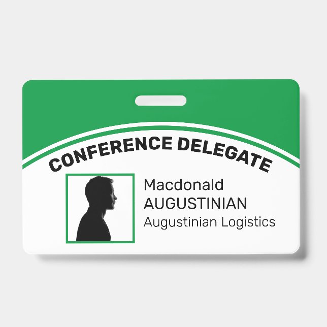 Customized Logo Photo ID Delegate MID GREEN Badge (Front)