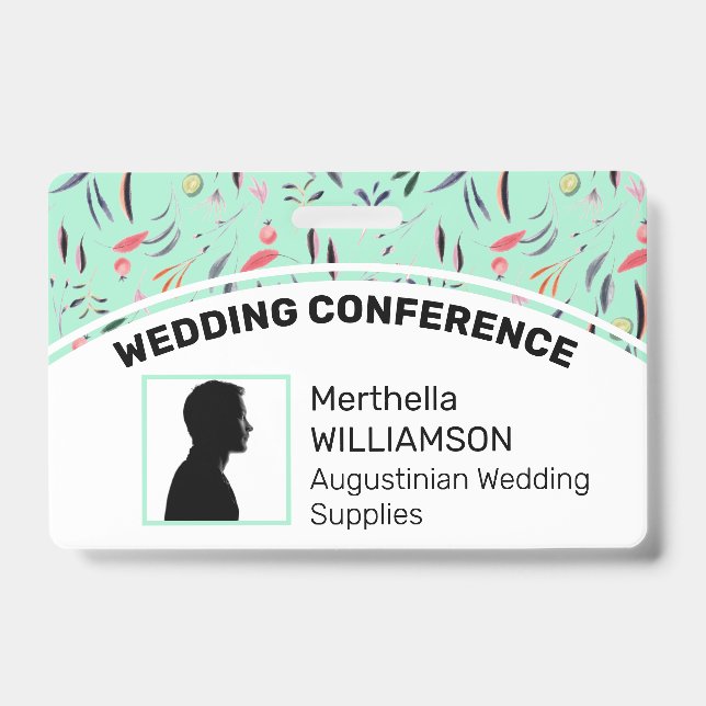Customized Logo Photo ID Delegate NEO MINT FLORAL Badge (Front)