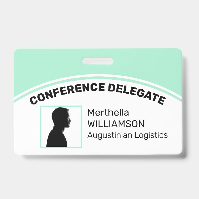 Customized Logo Photo ID Delegate NEO MINT GREEN Badge (Front)