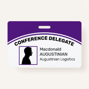 Customized Logo Photo ID Delegate PURPLE Badge