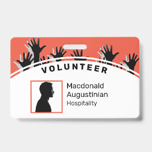 Customized Logo Photo ID Delegate VOLUNTEER Hands Badge