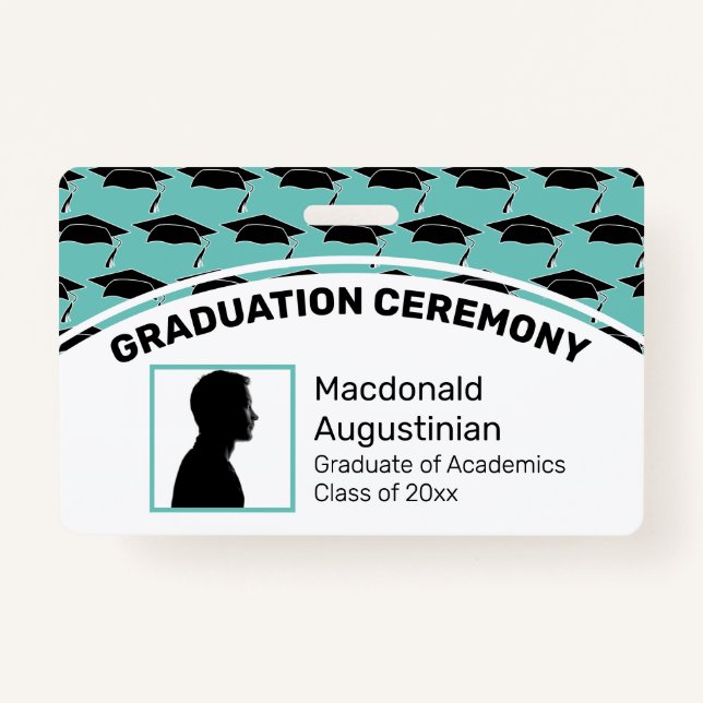 Customized Logo Photo ID GRADUATION Topper Mortar Badge (Front)