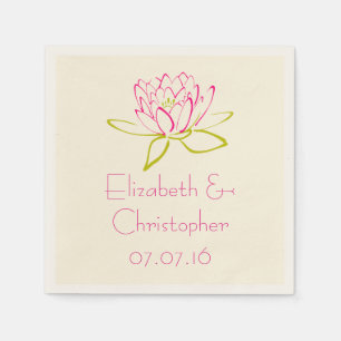 Customized Lotus Flower / Water Lily Illustration Napkin