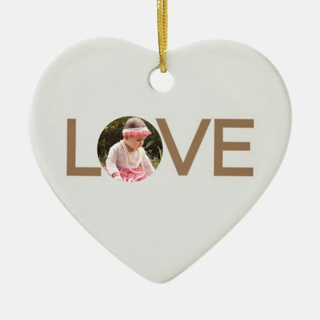 Customized Love Baby Photo Heart Shaped Ornament (Front)