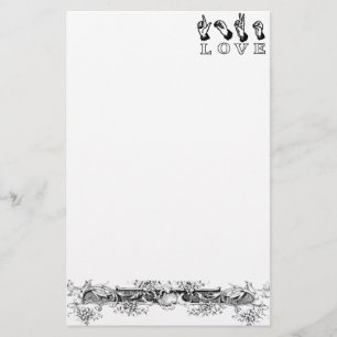 Customized Love Hand Sign Stationery