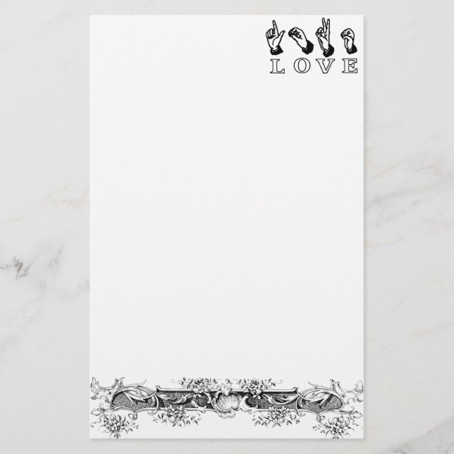 Customized Love Hand Sign Stationery (Front)