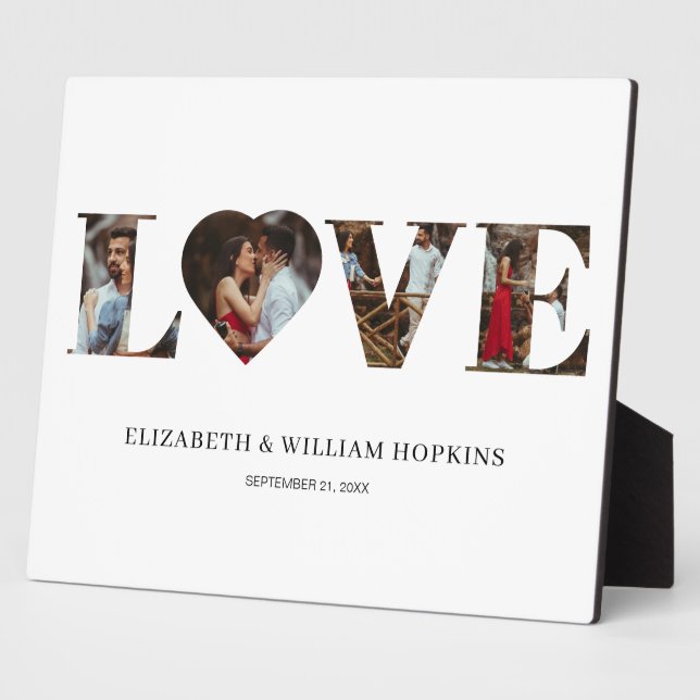 Customized Love Heart 4 Photo Plaque (Side)