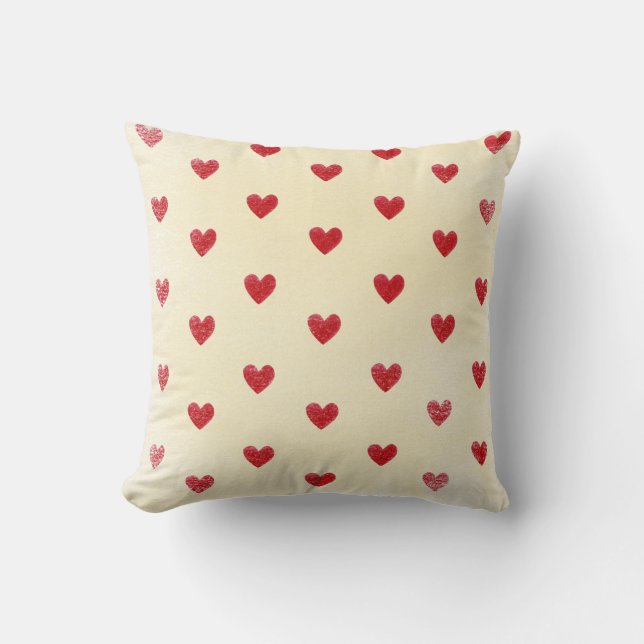 Customized Love Heart Cushion Cream and Red (Front)