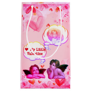Customized LOVE MY LITTLE VALENTINE Cherub Angels Small Gift Bag
