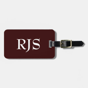 Customized Luggage Tag, Monogram, Brown & White Tag