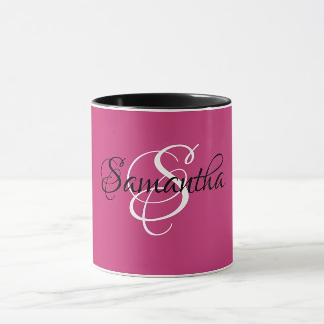 Customized Magenta Colour Monogram - Mug (Center)