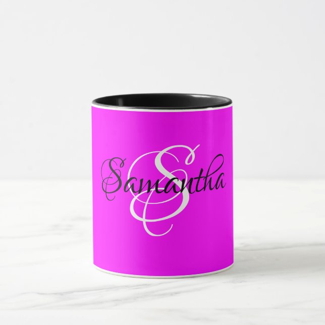 Customized Magenta Colour Monogram - Mug (Center)