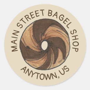 Customized Marble Rye Bagel Shop Foodie Breakfast Classic Round Sticker