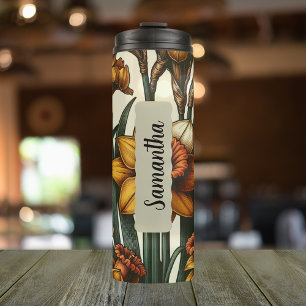 Customized March Birth Flower Skinny 16 oz Thermal Tumbler