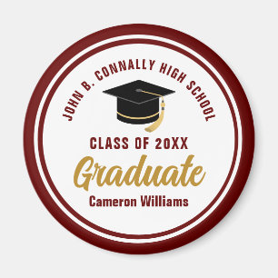 Customized Maroon Gold Graduation Party Magnet