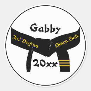 Customized Martial Arts 3rd Degree Black Belt Classic Round Sticker
