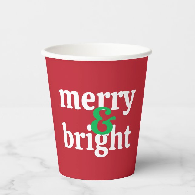 Customized "Merry & Bright" Christmas Paper Cup (Front)