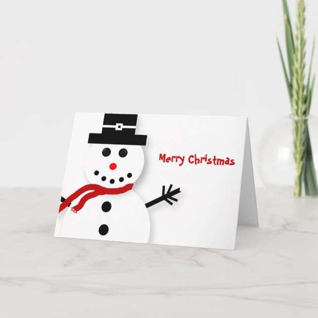 Customized Merry Christmas Snowman Christmas Cards (Front)