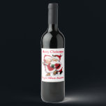 Customized Merry Christmas Wine Label<br><div class="desc">Mr. And Mrs. Claus Ice Skating Wishing You A Merry Christmas Wine Label Just Add Your Name</div>