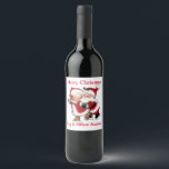 Customized Merry Christmas Wine Label<br><div class="desc">Mr. And Mrs. Claus Ice Skating Wishing You A Merry Christmas Wine Label Just Add Your Name</div>