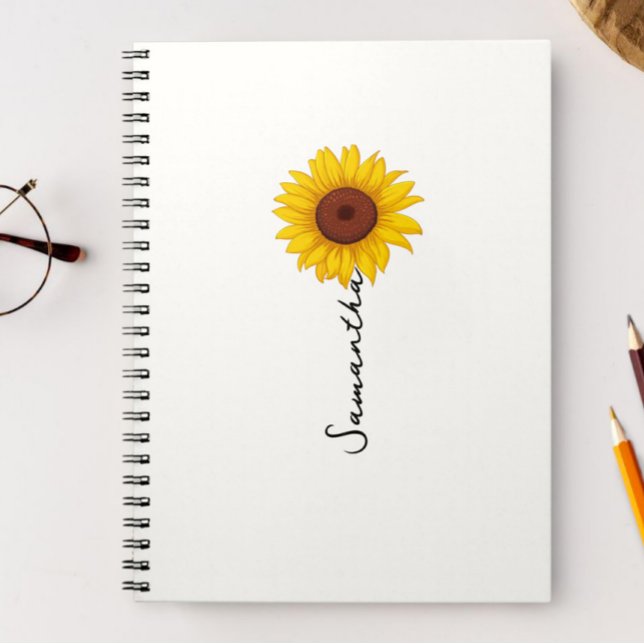 Customized minimal sunflower notebook, personalize notebook (Creator Uploaded)
