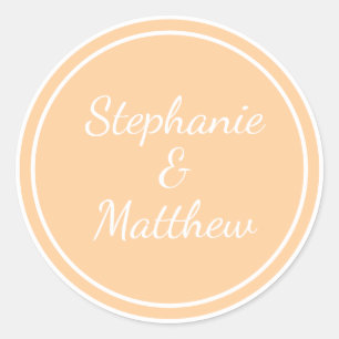Customized Minimalist Modern Wedding Bride Groom Classic Round Sticker