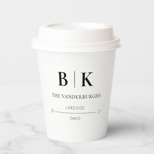 Customized Minimalistic Wedding Bridal Engagement  Paper Cups (Front)