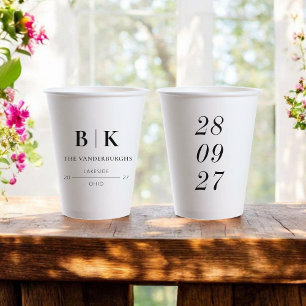 Customized Minimalistic Wedding Bridal Engagement  Paper Cups