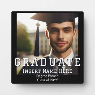 Customized Modern Black and White Graduation Photo Plaque