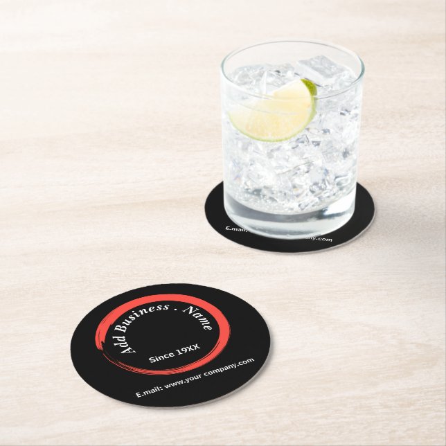  Customized Modern Black Professional  Round Paper Coaster (Insitu)