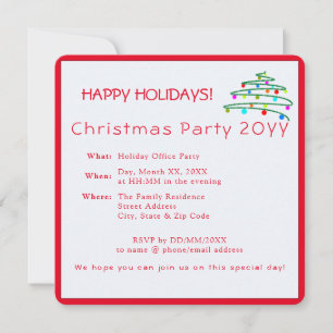 Customized Modern Elegant Red Christmas Party  Invitation