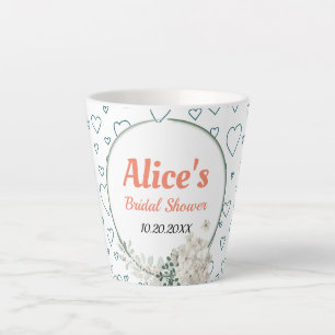 Customized Modern Floral Frame Bridal Shower Latte Mug