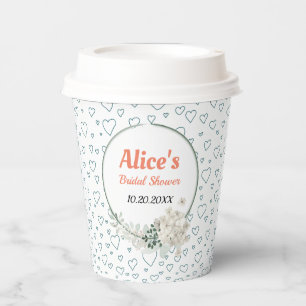 Customized Modern Floral Frame Bridal Shower  Paper Cups