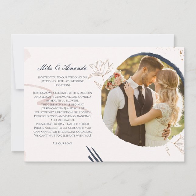 Customized Modern Floral Lace Wedding Invitation (Front)