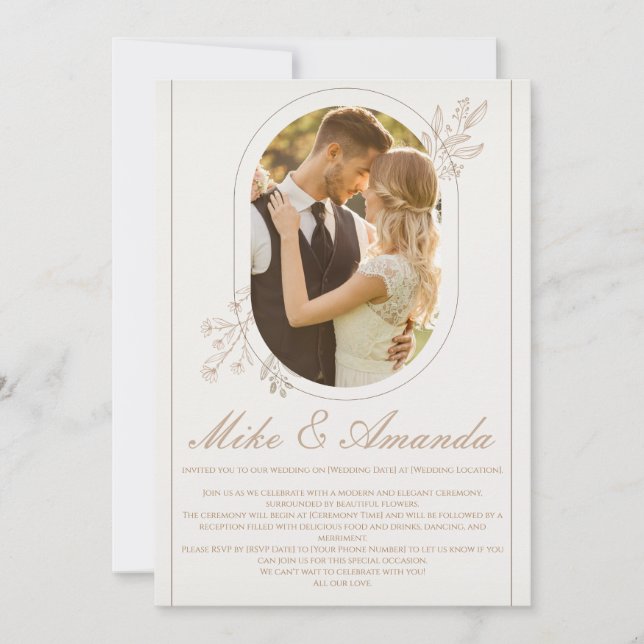 Customized Modern Floral Lace Wedding Invitation (Front)