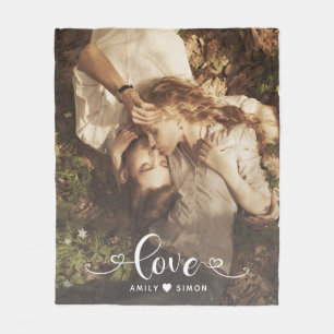 Customized Modern Love Minimal 1 Photo Blanket