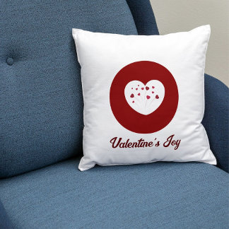 Customized Modern Script Red Heart Valentine's Day Throw Pillow