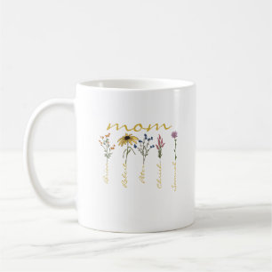 Customized mom children name flower coffee mug