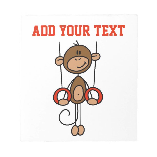 Customized Monkey Gymnast on Rings Note Pad (Front)