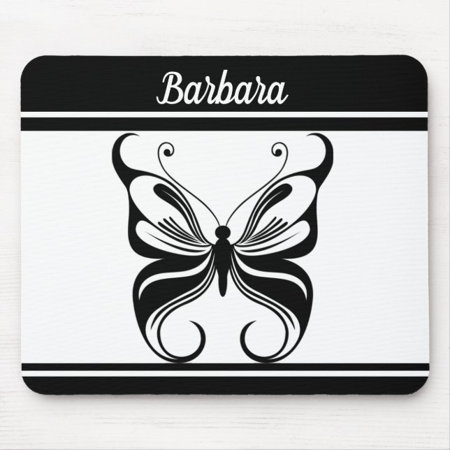 Customized Monochrome Butterfly Mousepad (Front)